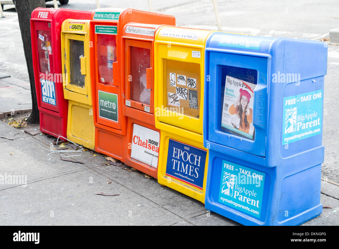 NEW YORK, US NOVEMBER 23 Newspaper vending machines in Chelsea