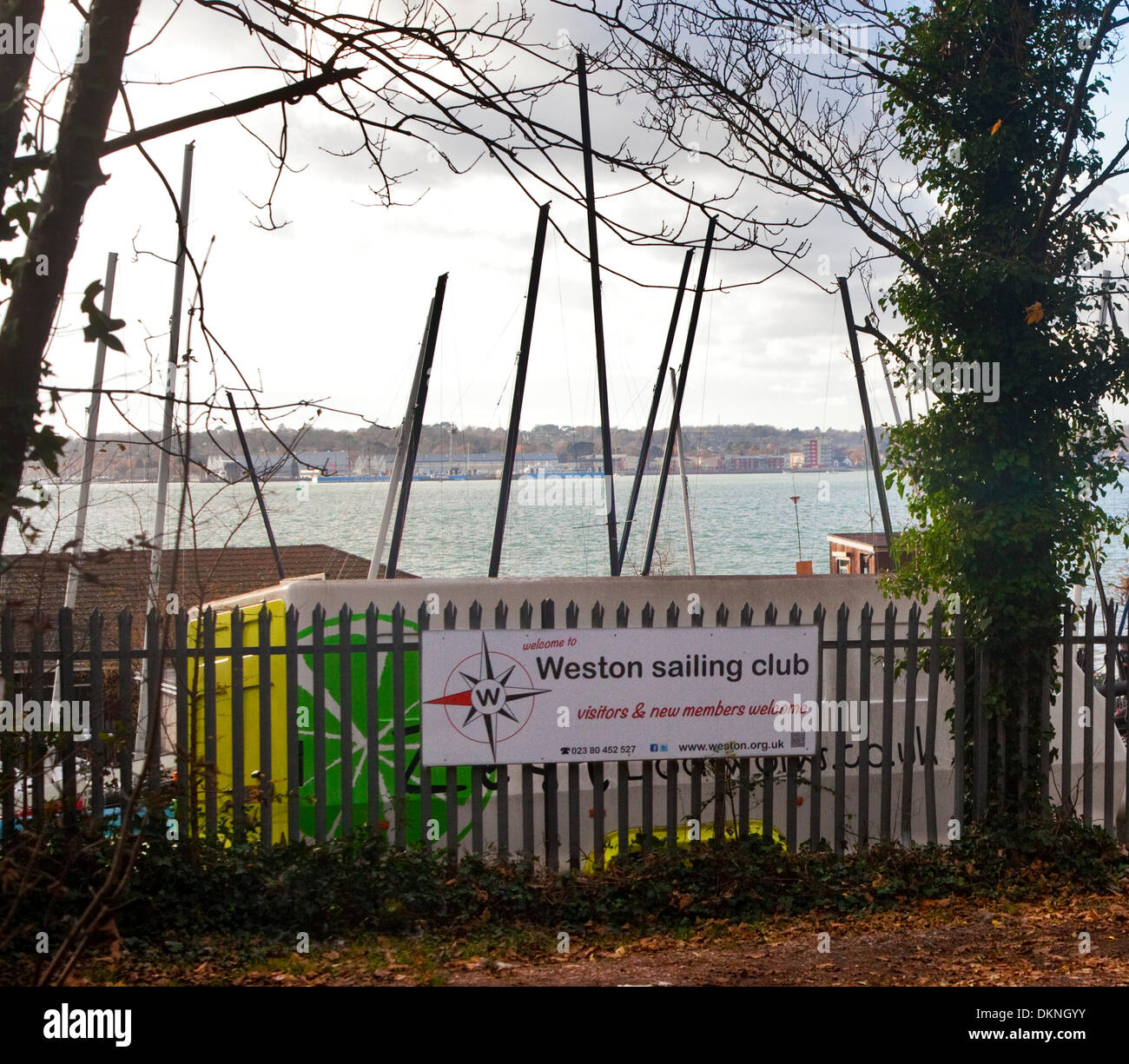 Southampton, Hampshire, England, 8 Dec 2013.  Weston Sailing Club, photo taken several hours after body parts were discovered along the shoreline nearby. Credit:  Krys Bailey/Alamy Live News Stock Photo