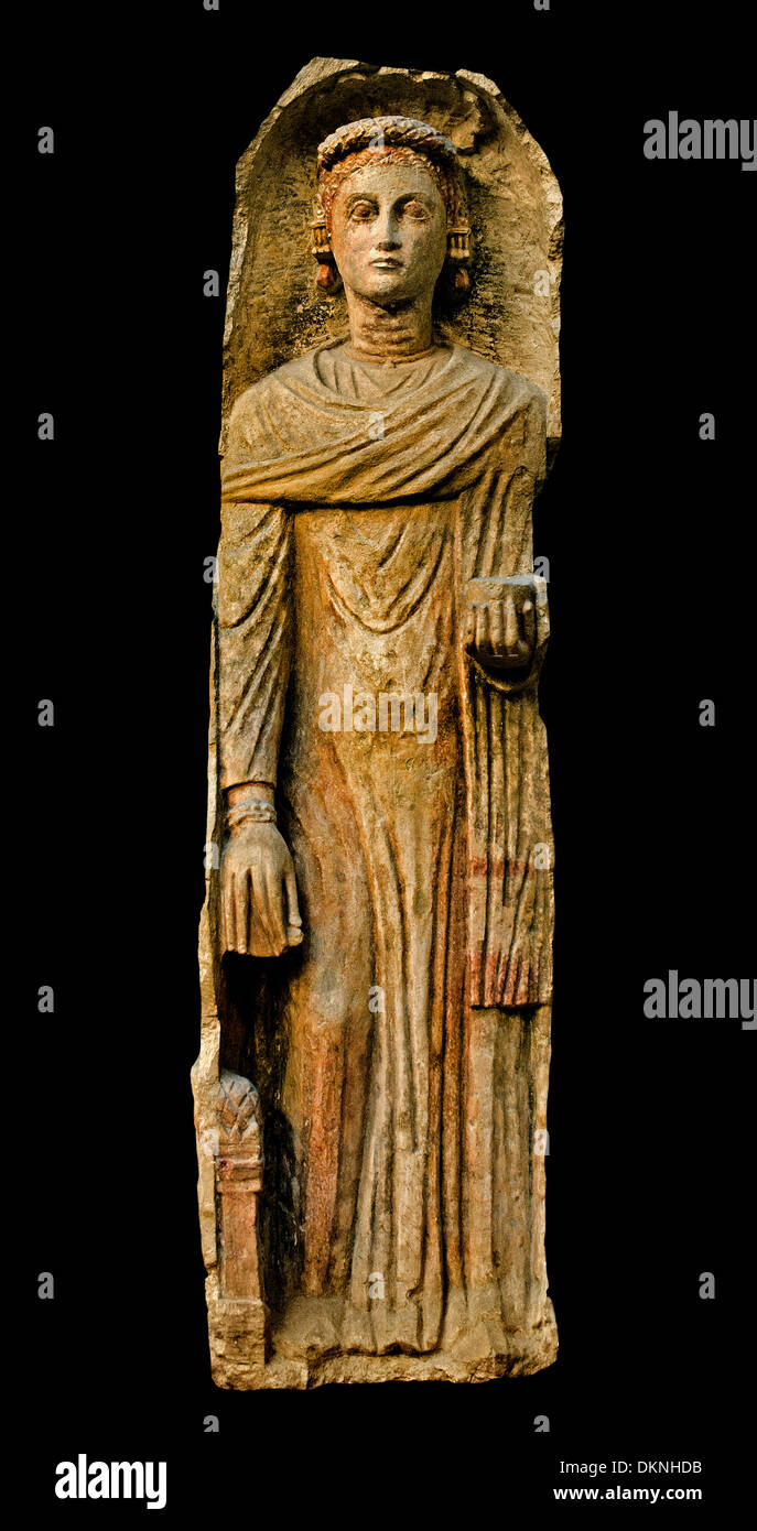 Tomb statue of a woman Roman 259 AD Oxyrhynchus ( Oxyrhynchus is a city in Upper Egypt ) Stock Photo