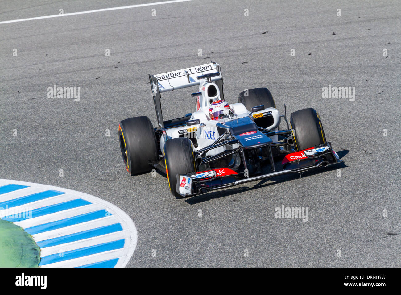 Kamui Kobayashi of Sauber F1 races on training session Stock Photo