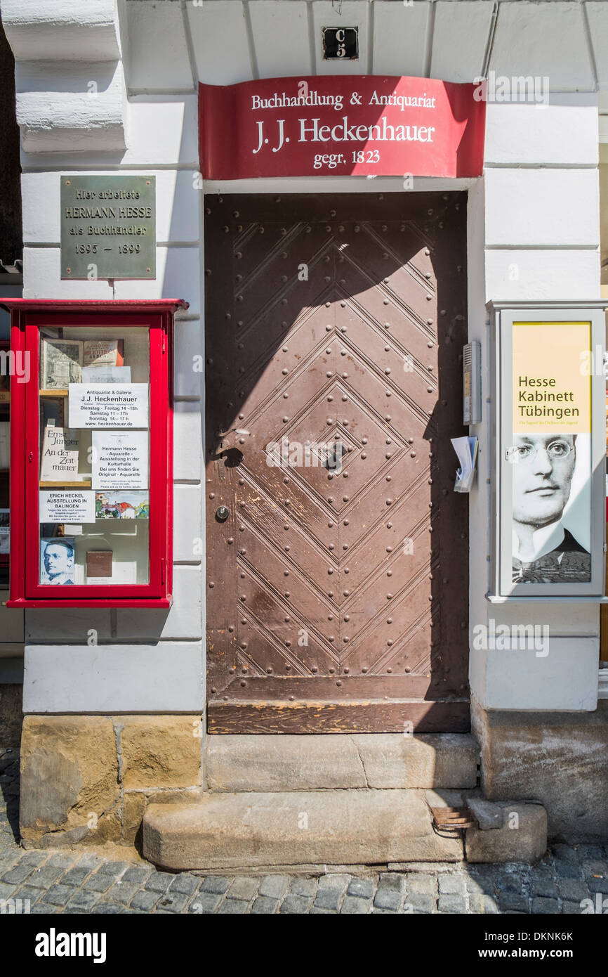 entrance of the herman hesse cabinet at the antiquarian bookseller´s  j.j. heckenhauer, tuebingen, baden-wuerttemberg, germany Stock Photo