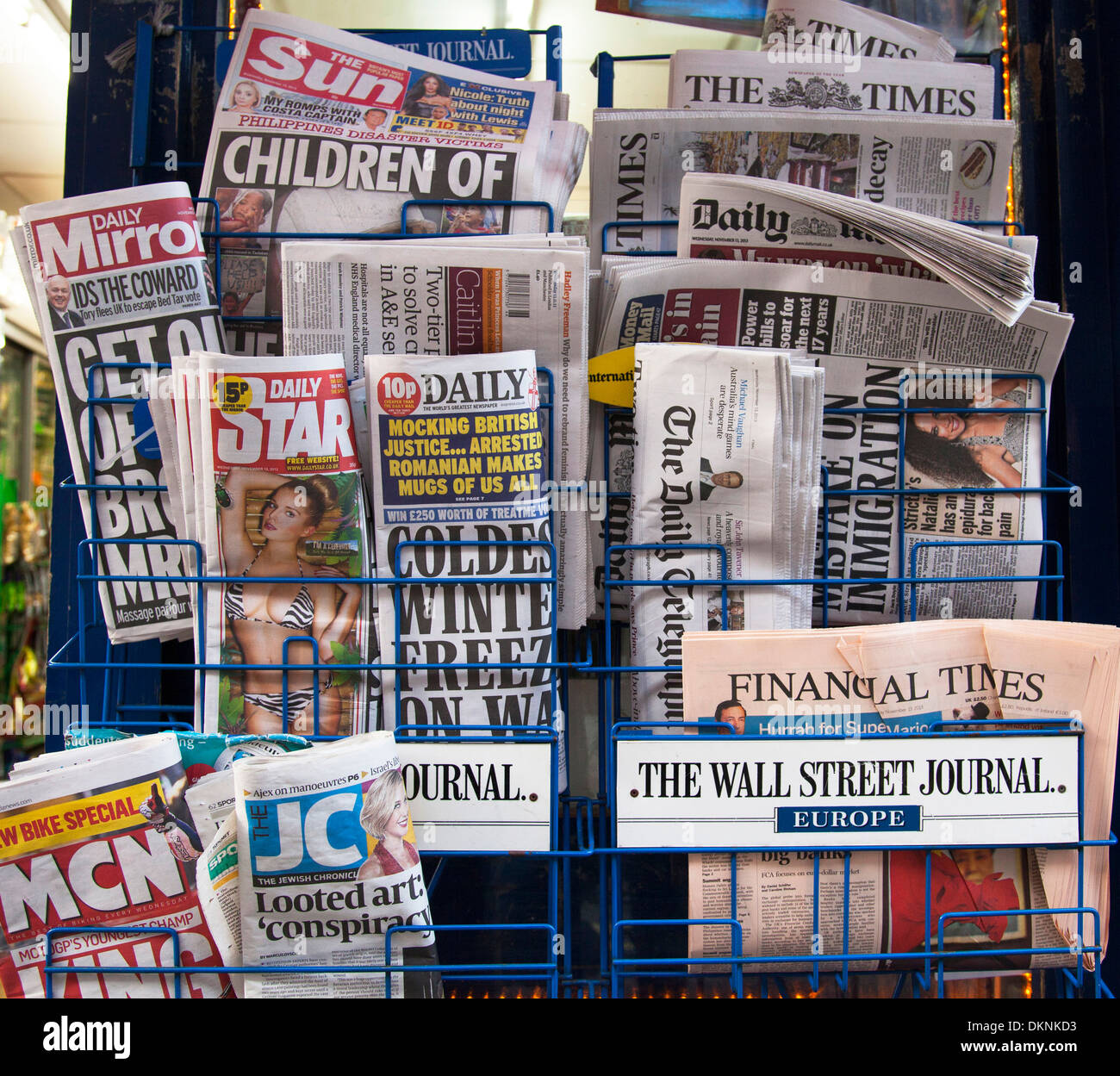 Newspapers for sale in the U.K. Stock Photo