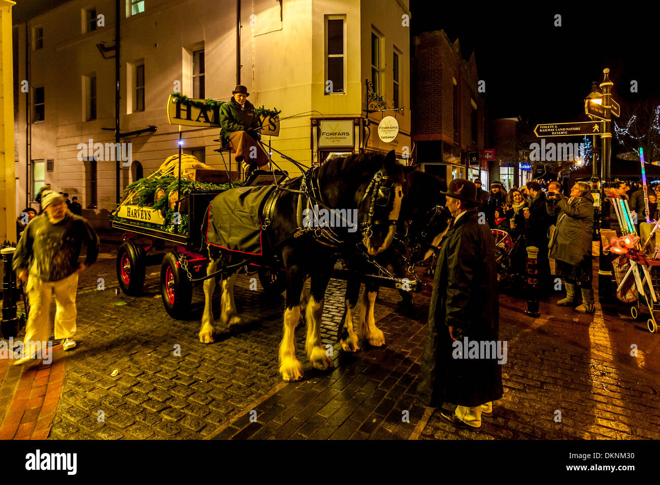 Harveys Brewery Dray, Late Night Christmas Shopping, Lewes, Sussex