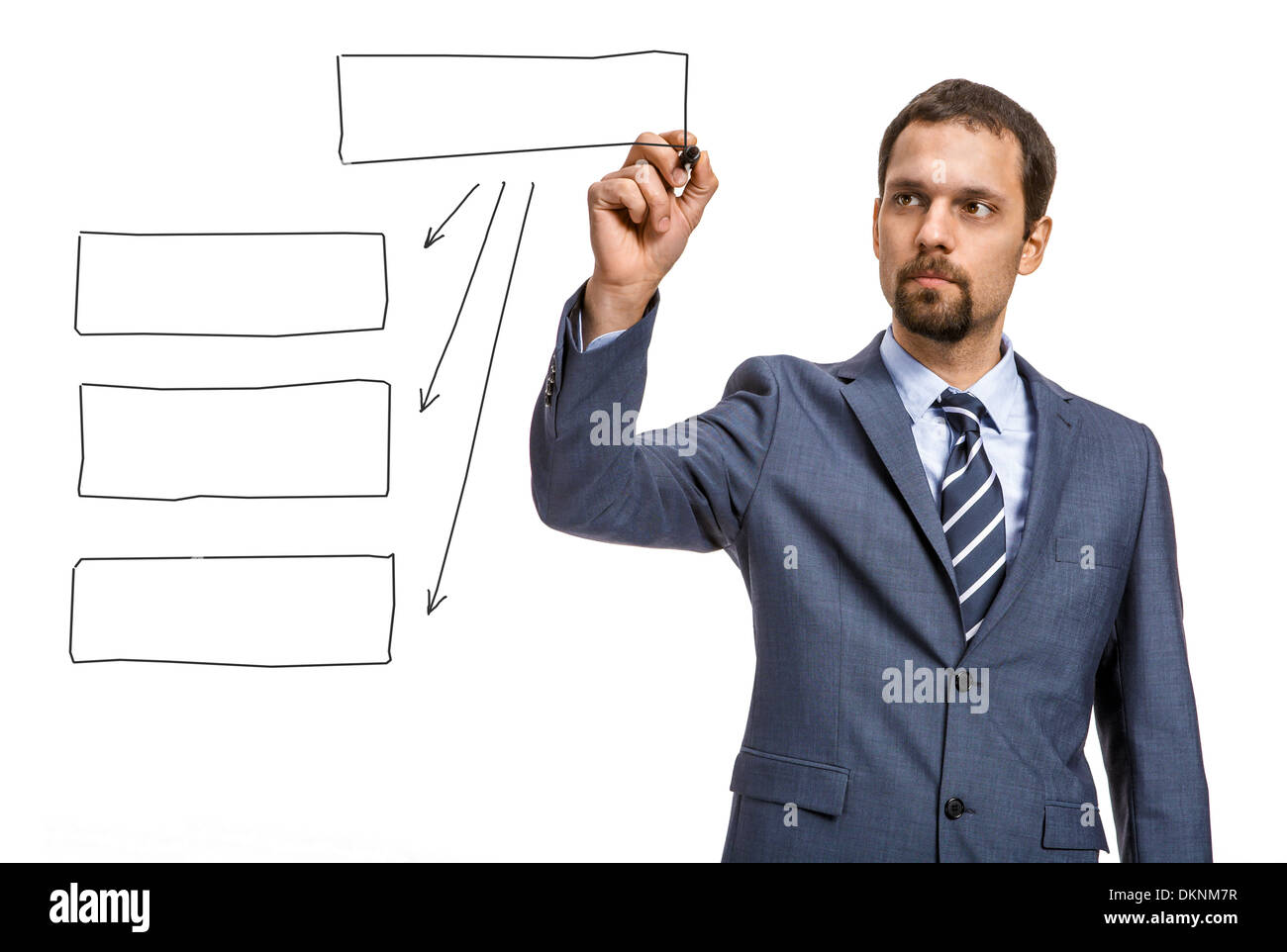 Keen Example Drawing Keen entrepreneur draw a block diagram - isolated on white background ...