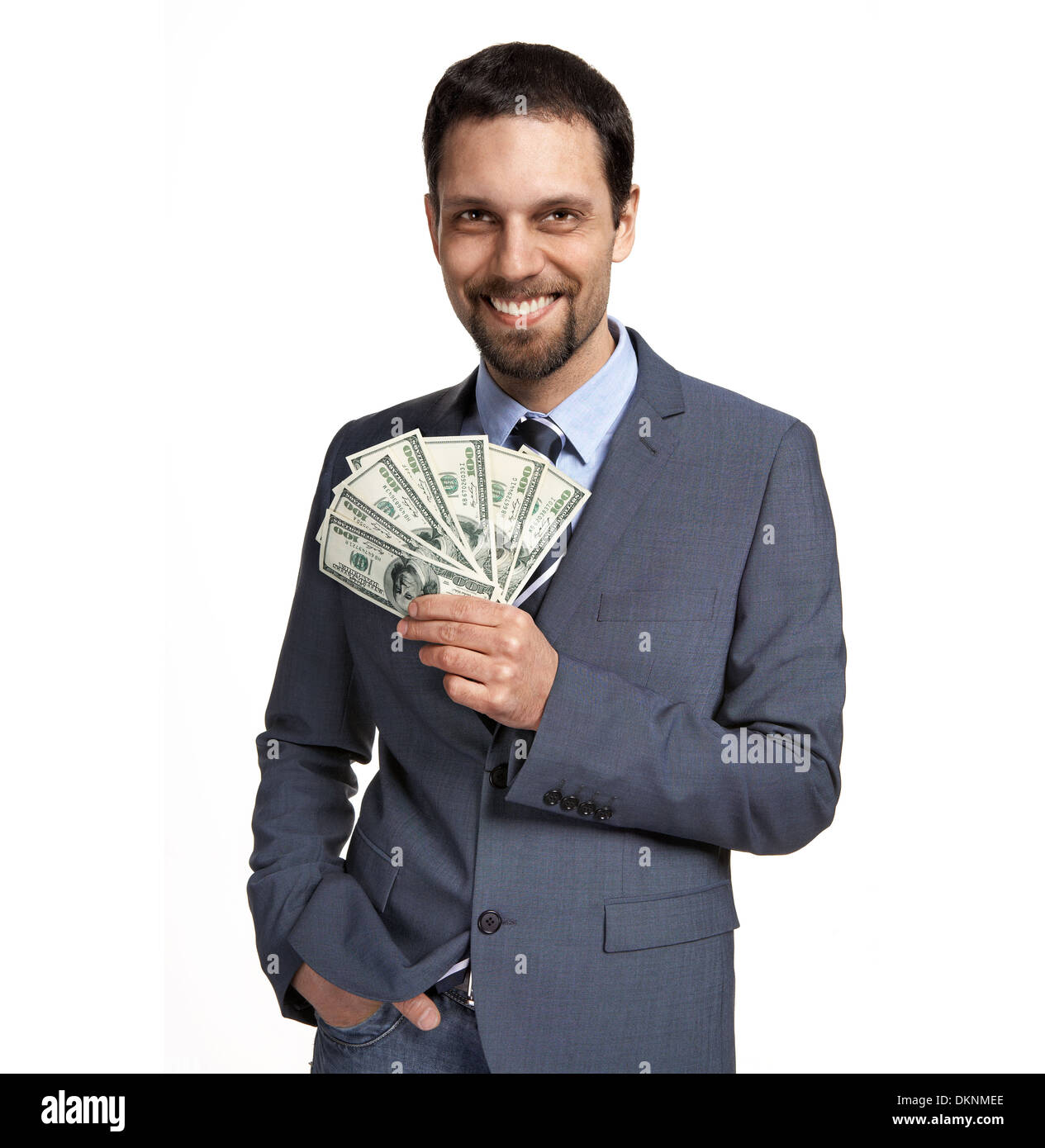 Successful businessman holding money Stock Photo Alamy