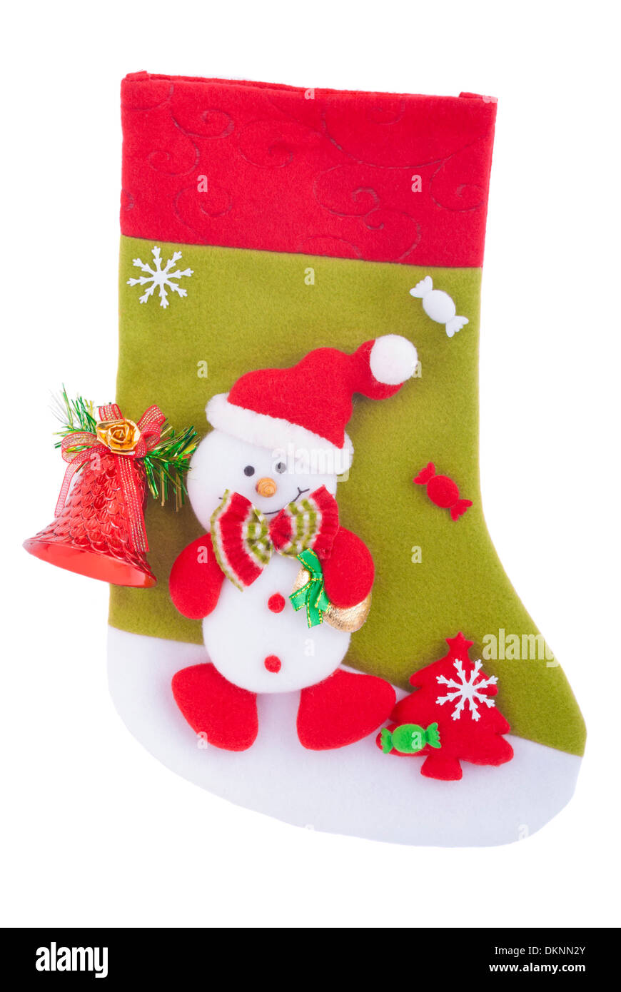 Christmas stocking on white background Stock Photo - Alamy