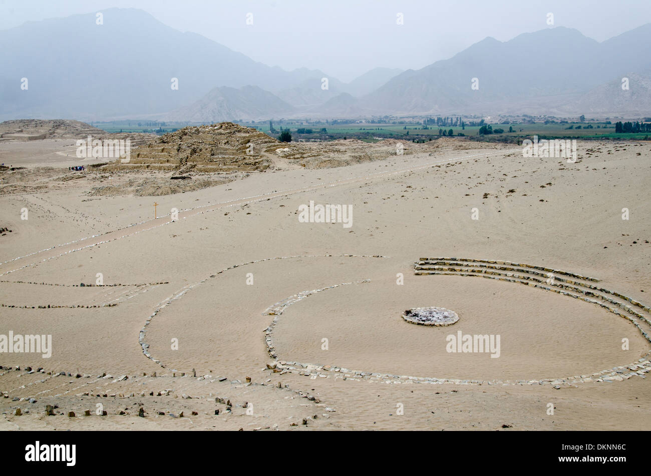 Caral ( 2600 BCE and 2000 BCE) the most ancient city of the Americas. Supe valley. Peru. UNESCO World Heritage. Stock Photo