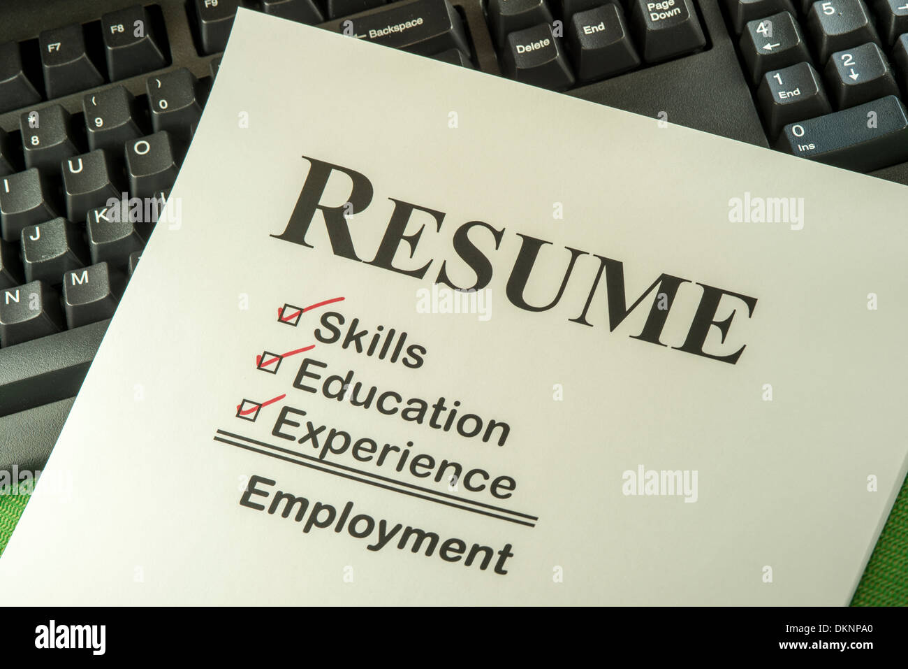 Successful Candidate Resume Requires Skills, Education And Experience To Find Employment Stock Photo