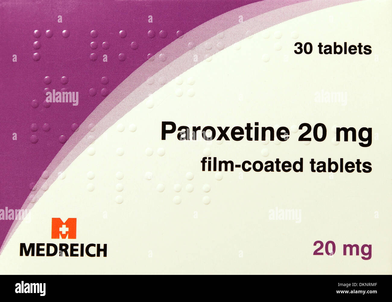 Paroxetine 20mg tablets, pack, packet, packs, packets, tablet, medicine, medicines, mental depression reducing,  seroxat 20 mg Stock Photo