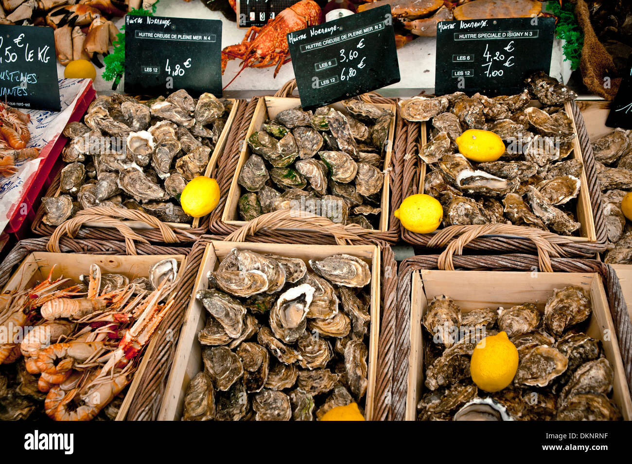seafood. Trouville city, Normandy, France, Europe Stock Photo