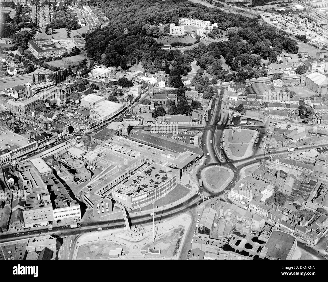 Aerial view of Dudley in West Midlands Uk 1976 with Trindle Road