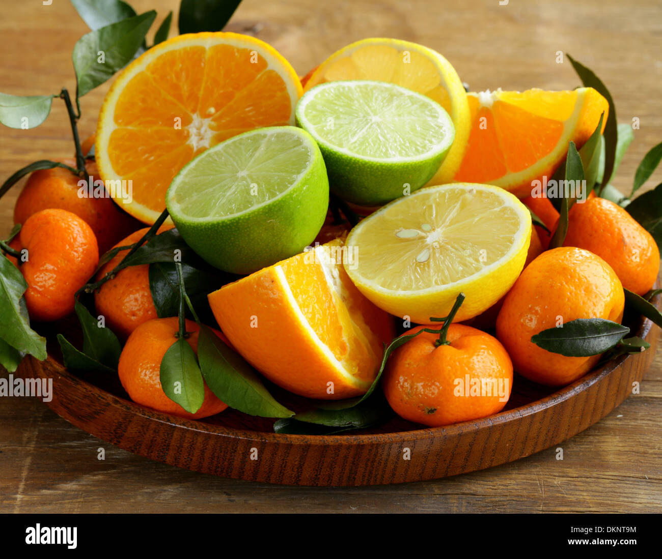 different types of citrus fruits (orange, lime, lemon, tangerine Stock