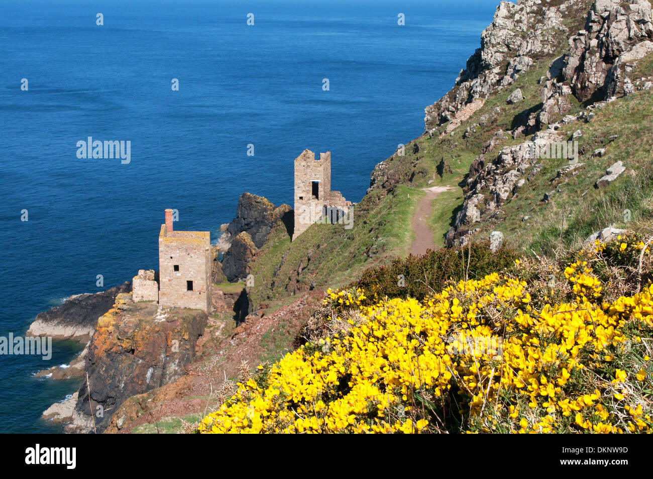 The Crowns engine houses at Botallack in Cornwall, UK Stock Photo