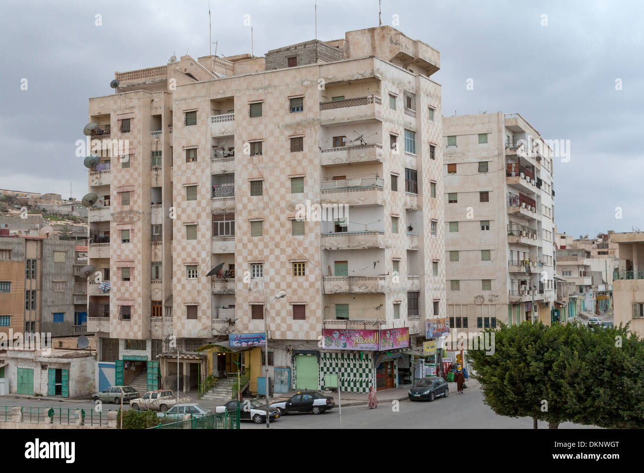 Libya, Derna. Typical Middle-class Apartment Building, near Town Center. Stock Photo