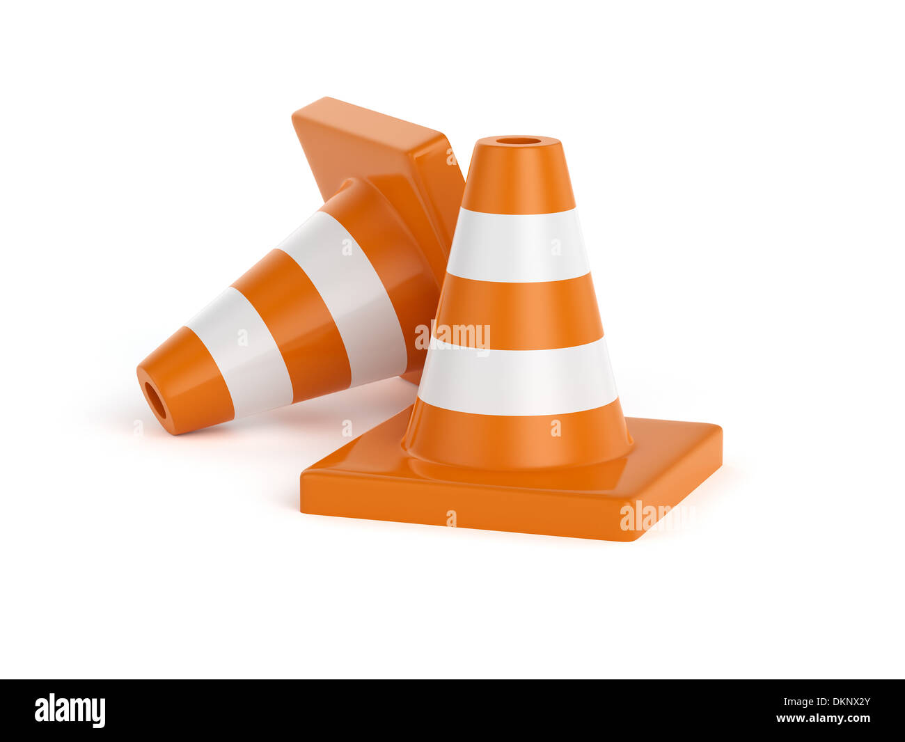 3d illustration of road cones. Isolated on white background Stock Photo
