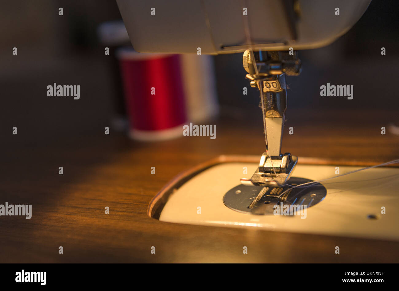 An old sewing machine at work! Stock Photo