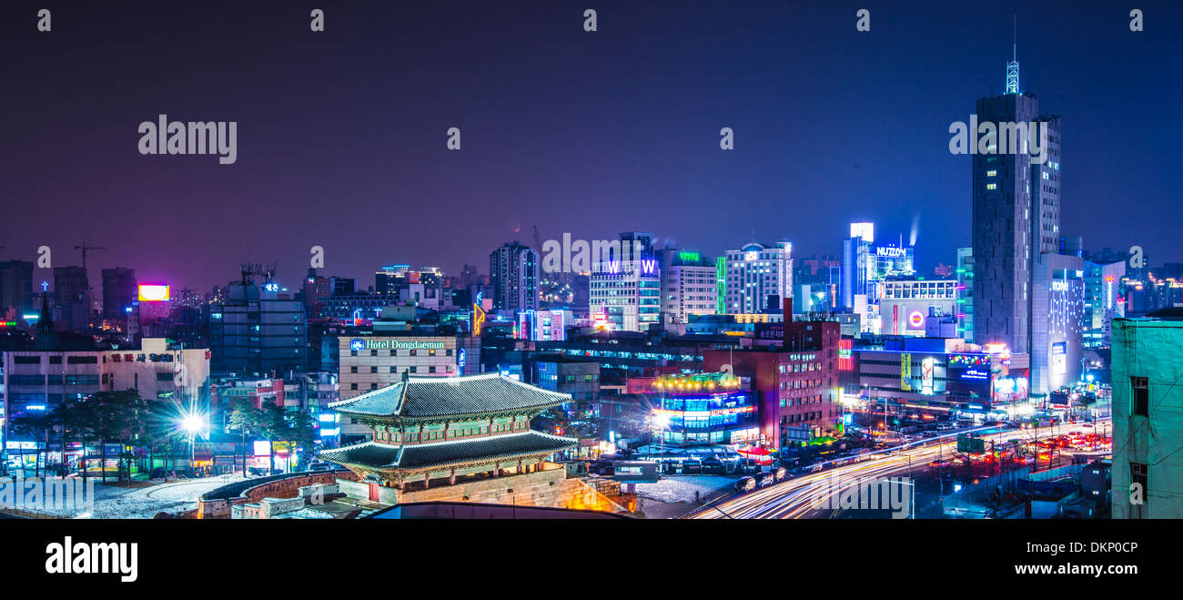 Seoul South Korea panorama at Namdaemun Stock Photo