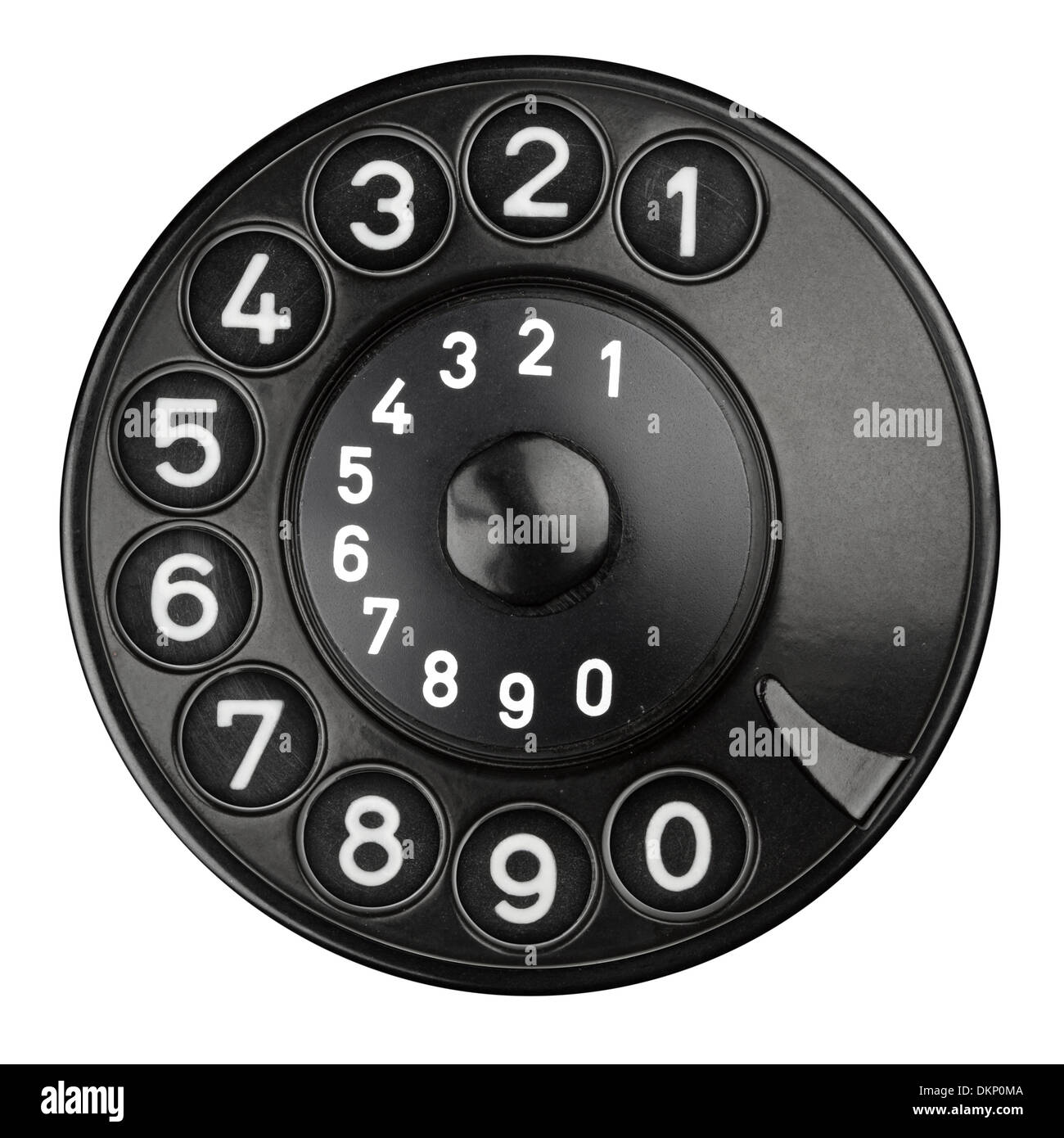 rotary dial pad of an old telephone Stock Photo