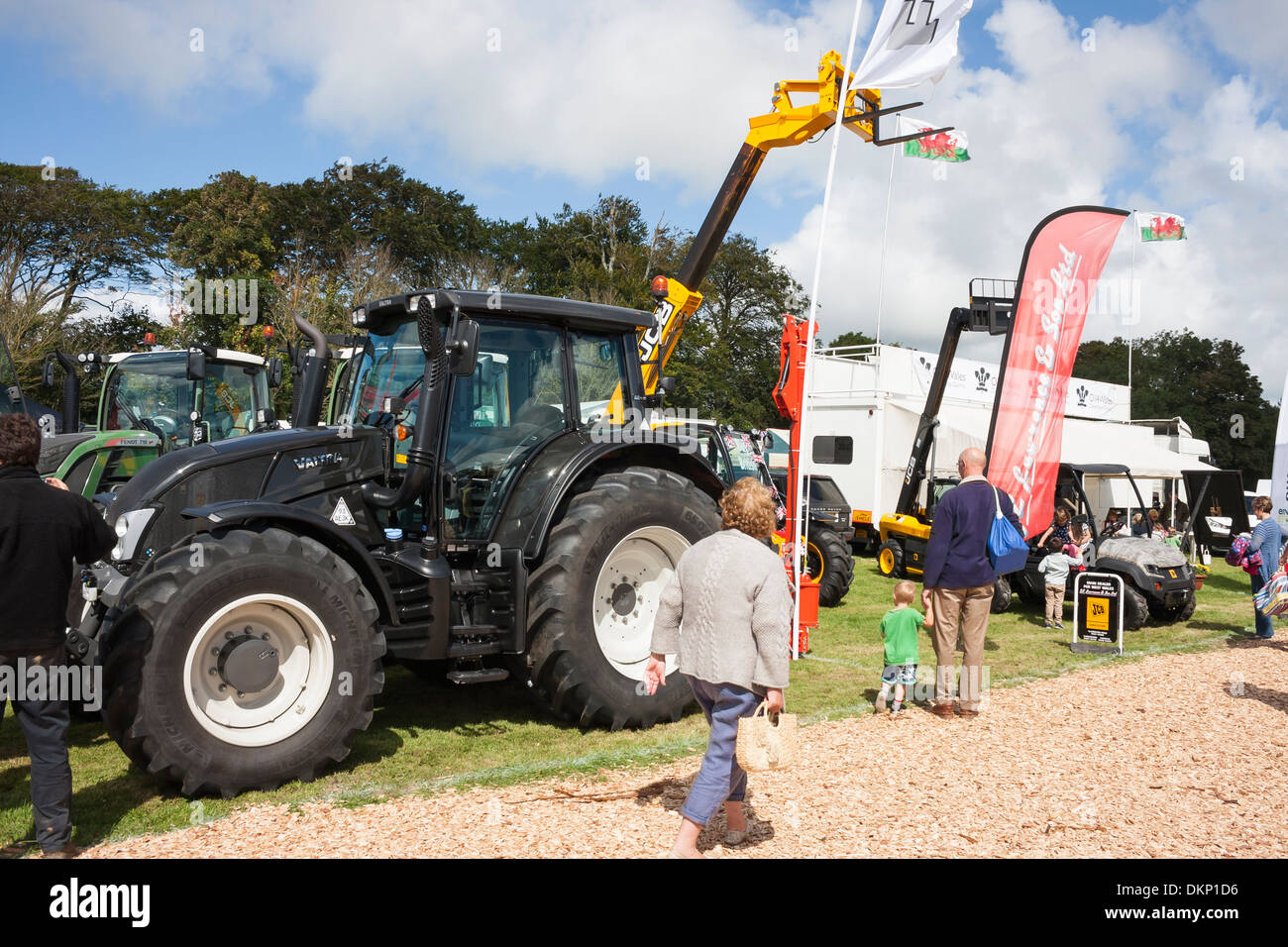 Agricultural show ground with tractors and machinery Stock Photo