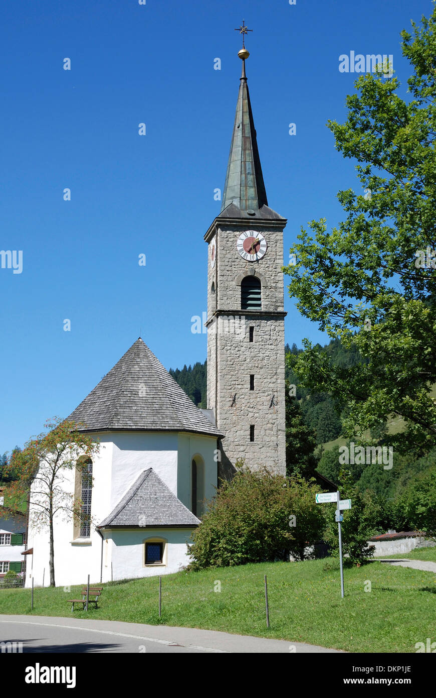 Village church of Hinterstein in the Allgaeu Alps. Stock Photo