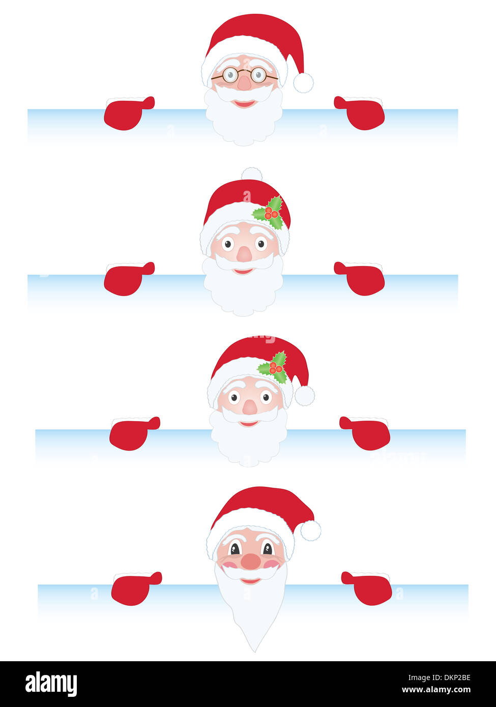 set of Santa Claus behind page illustrations Stock Photo