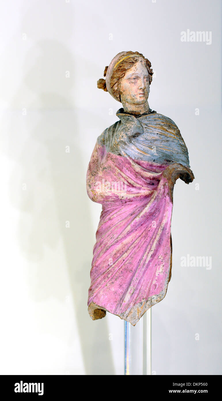 Terracotta female figure (3rd century), Archaeological National Museum, Taranto, Apulia, Italy Stock Photo