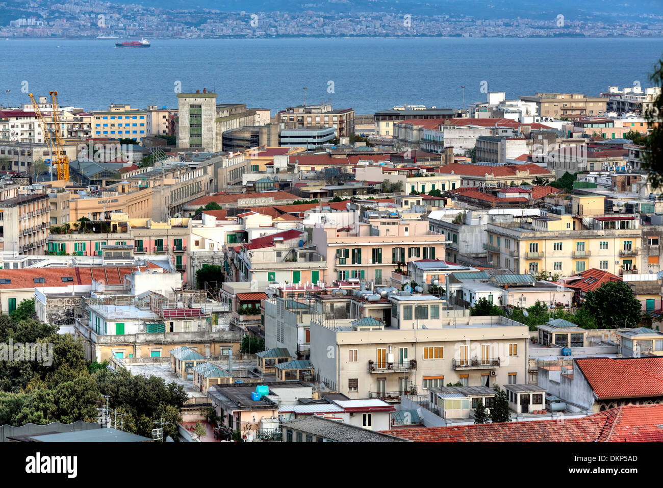 Cityscape and strait of Messina, Messina, Sicily, Italy Stock Photo Alamy