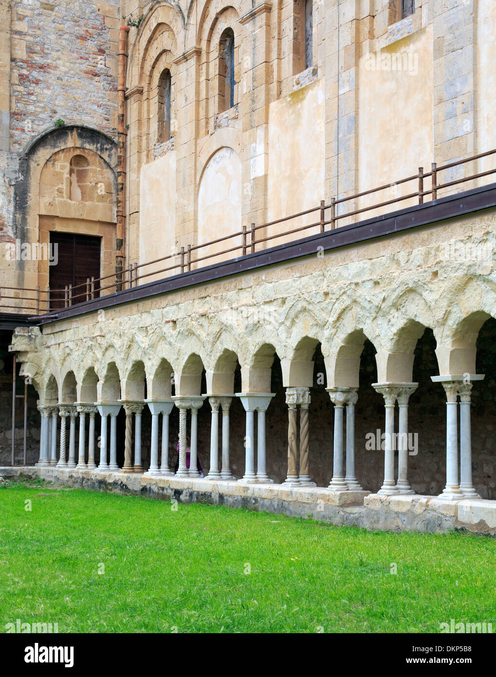 Cloister of Cefalu Cathedral, Cefalu, Sicily, Italy Stock Photo