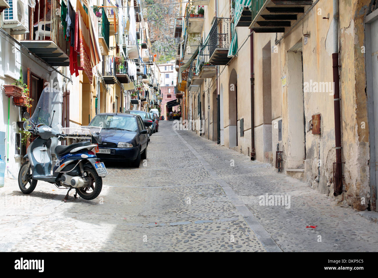 Street in old town, Cefalu, Sicily, Italy Stock Photo