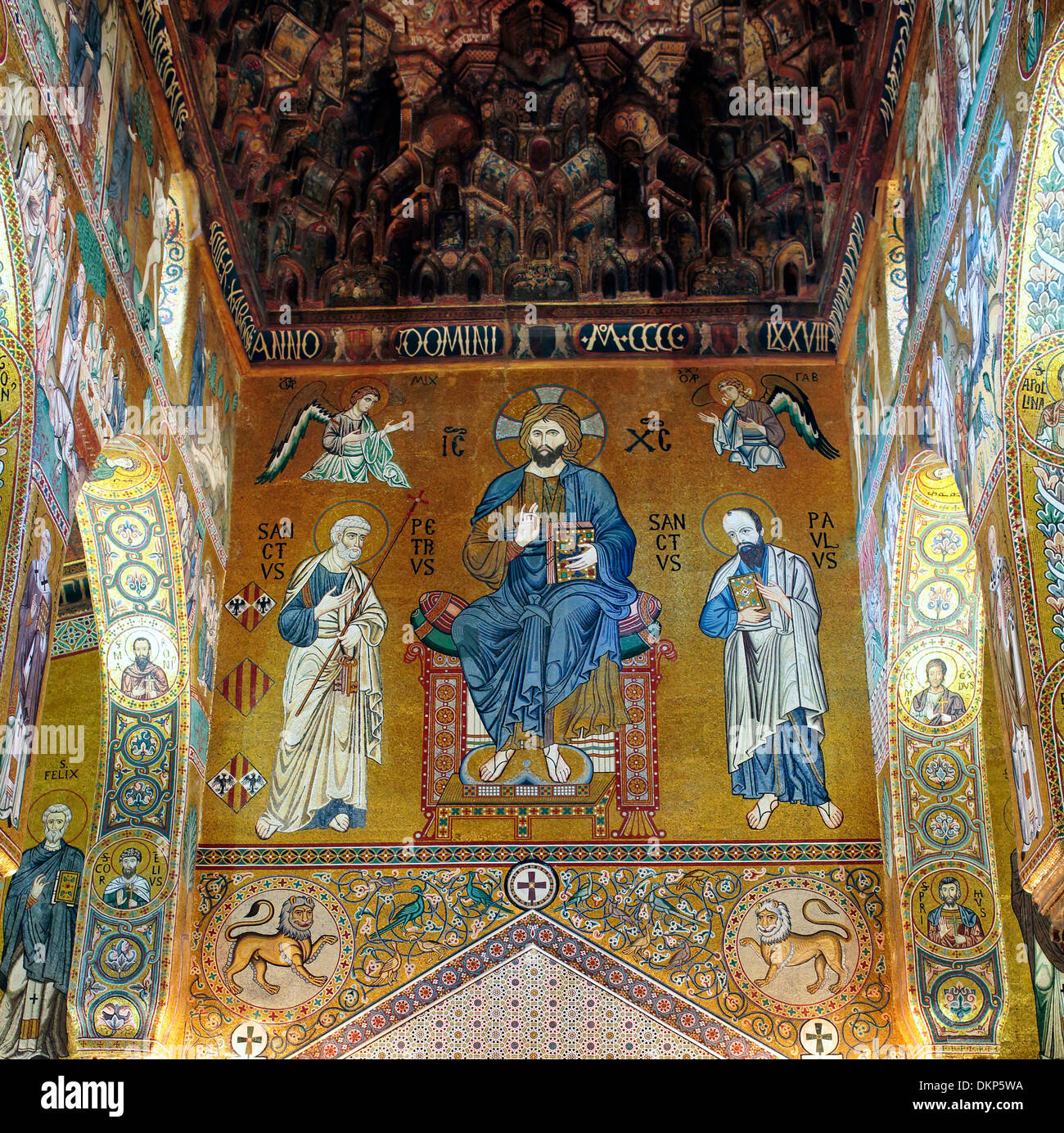 Mosaic of Cappella Palatina (12th century), Palermo, Sicily, Italy Stock Photo