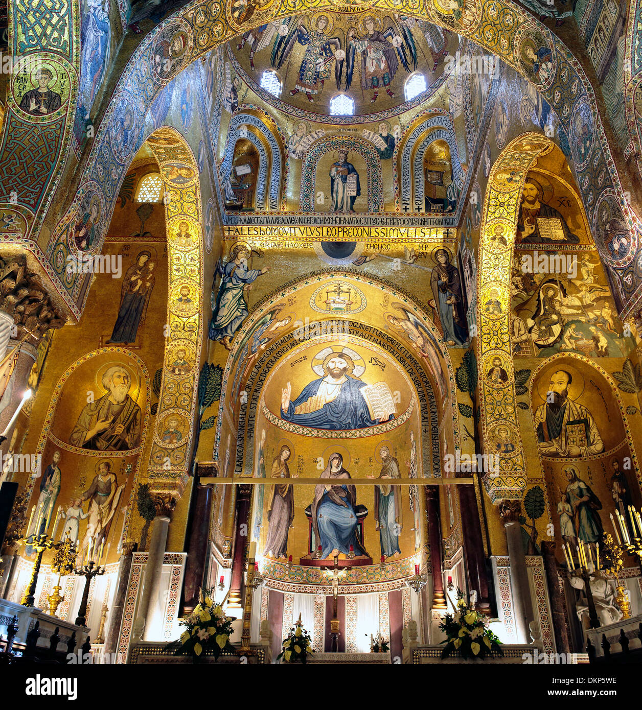 Mosaic of Cappella Palatina (12th century), Palermo, Sicily, Italy Stock Photo