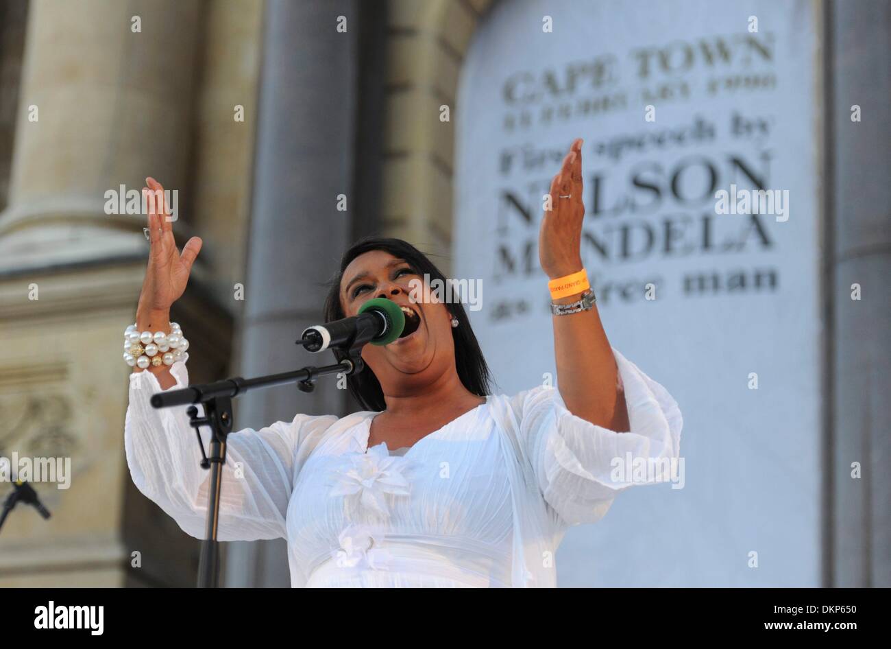 Cape Town, South Africa. 8th Dec, 2013. Vicky Sampson at a prayer service for Former President, Nelson Mandela on December 8, 2013 in Cape Town, South Africa. World icon, Nelson Mandela passed away quietly on the evening of December 5, 2013 at his home in Houghton with family. Around the world, people have gathered, mourning the loss of Tata Madiba. Credit: Leanne Stander/Foto24 /Gallo Images/Alamy Live News Stock Photo