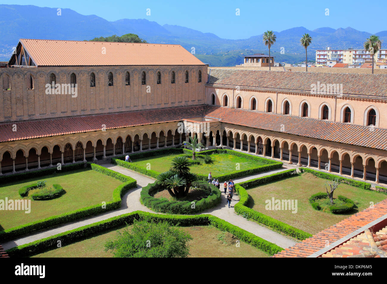 Cloister of Monreale Cathedral, Monreale, Sicily, Italy Stock Photo