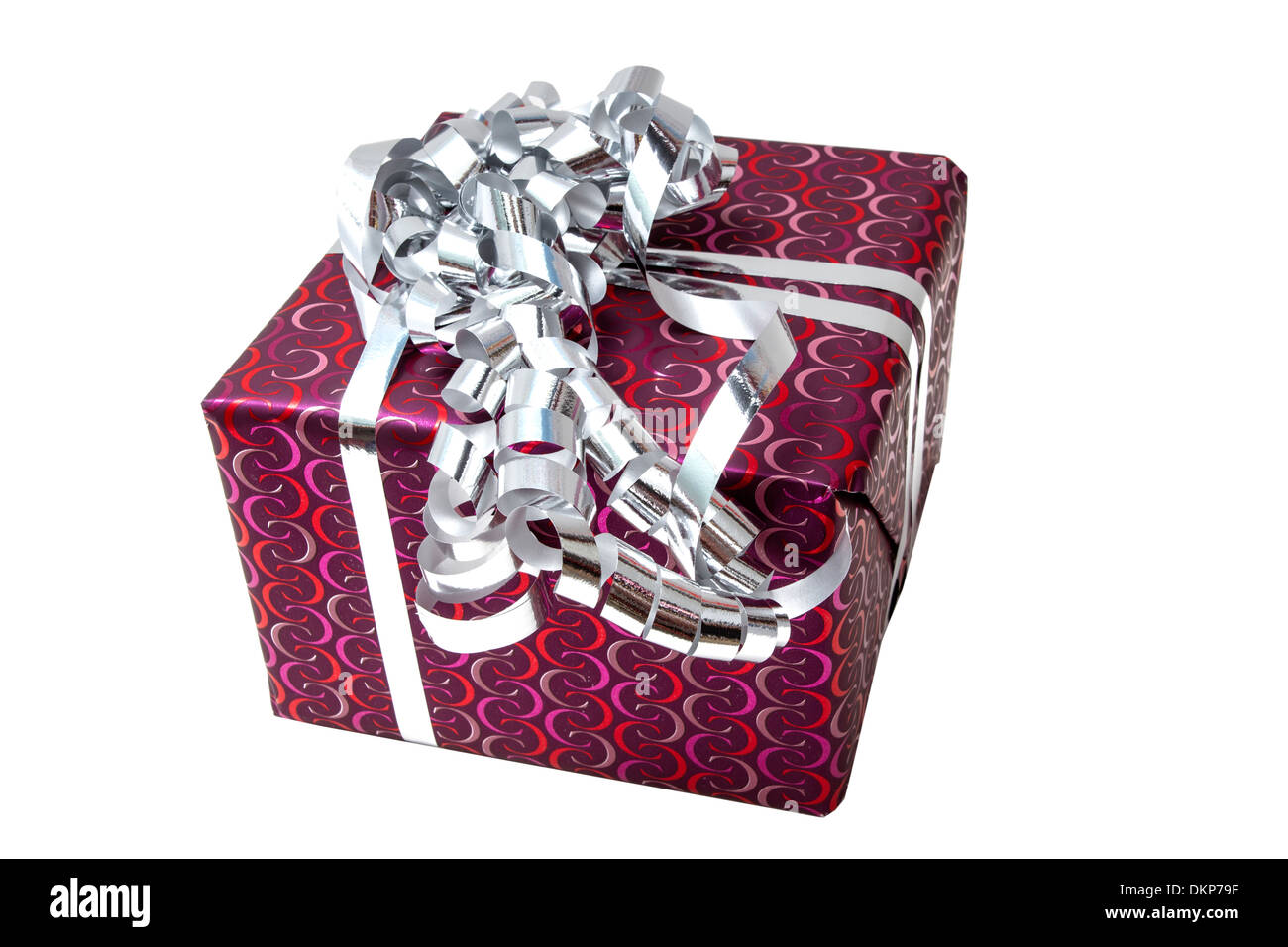 Gift Box with Ribbon Bow isolated on white background Stock Photo - Alamy