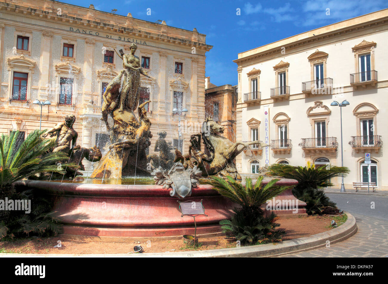 Diana fountain (1906), Ortygia, Syracuse, Sicily, Italy Stock Photo