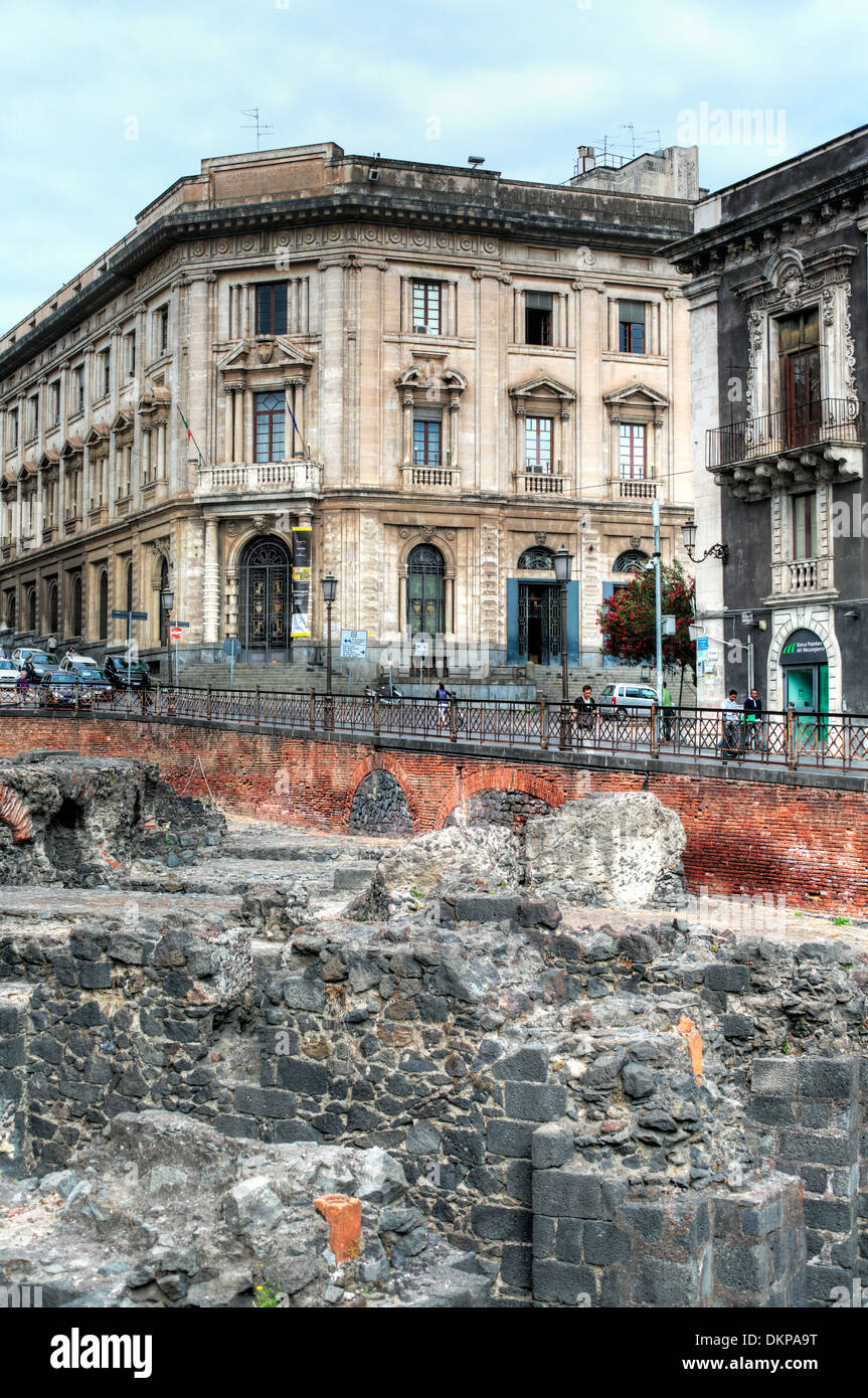 Roman amphitheater, Catania, Sicily, Italy Stock Photo