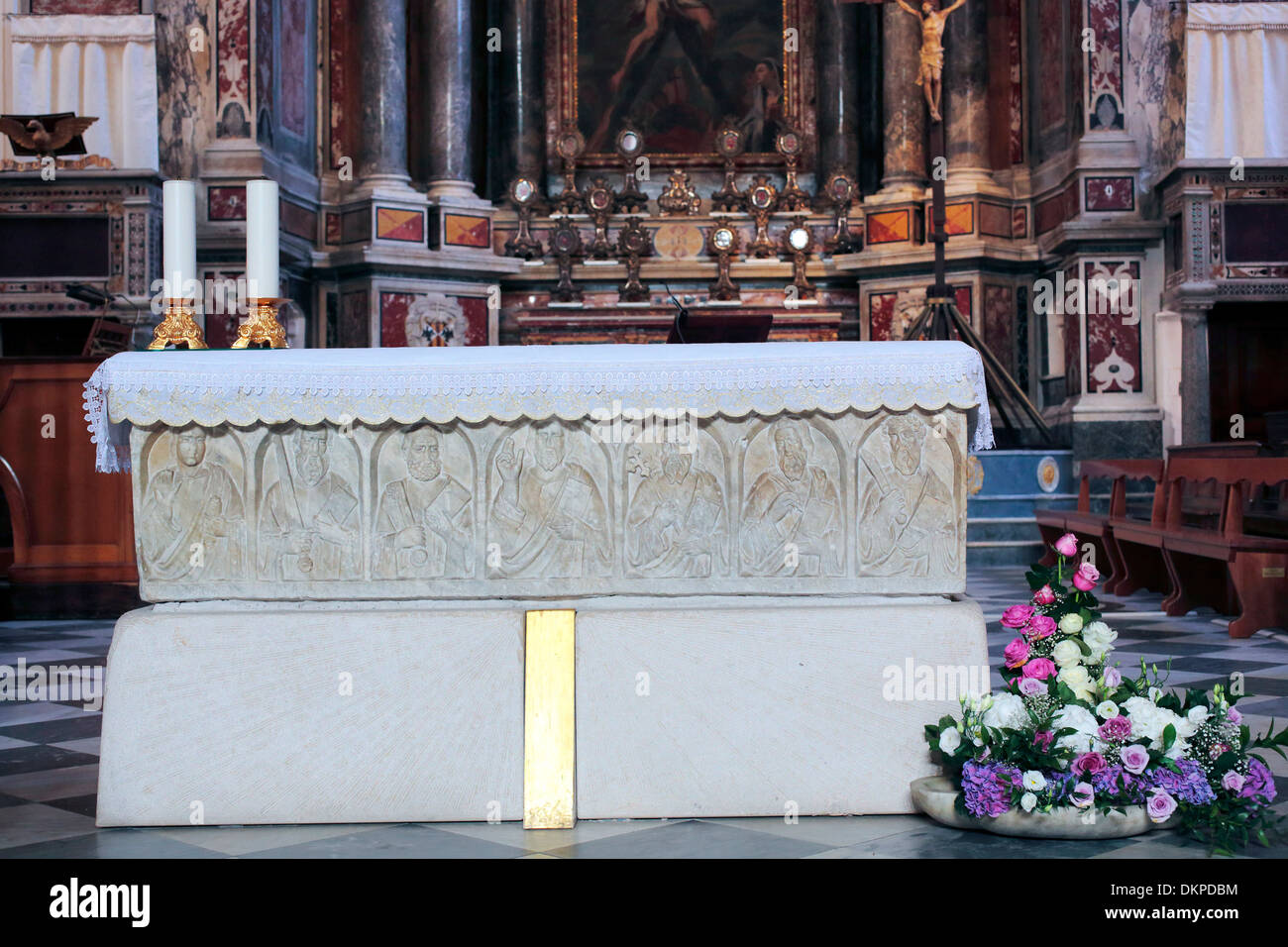 Altar of cathedral, Amalfi, Campania, Italy Stock Photo