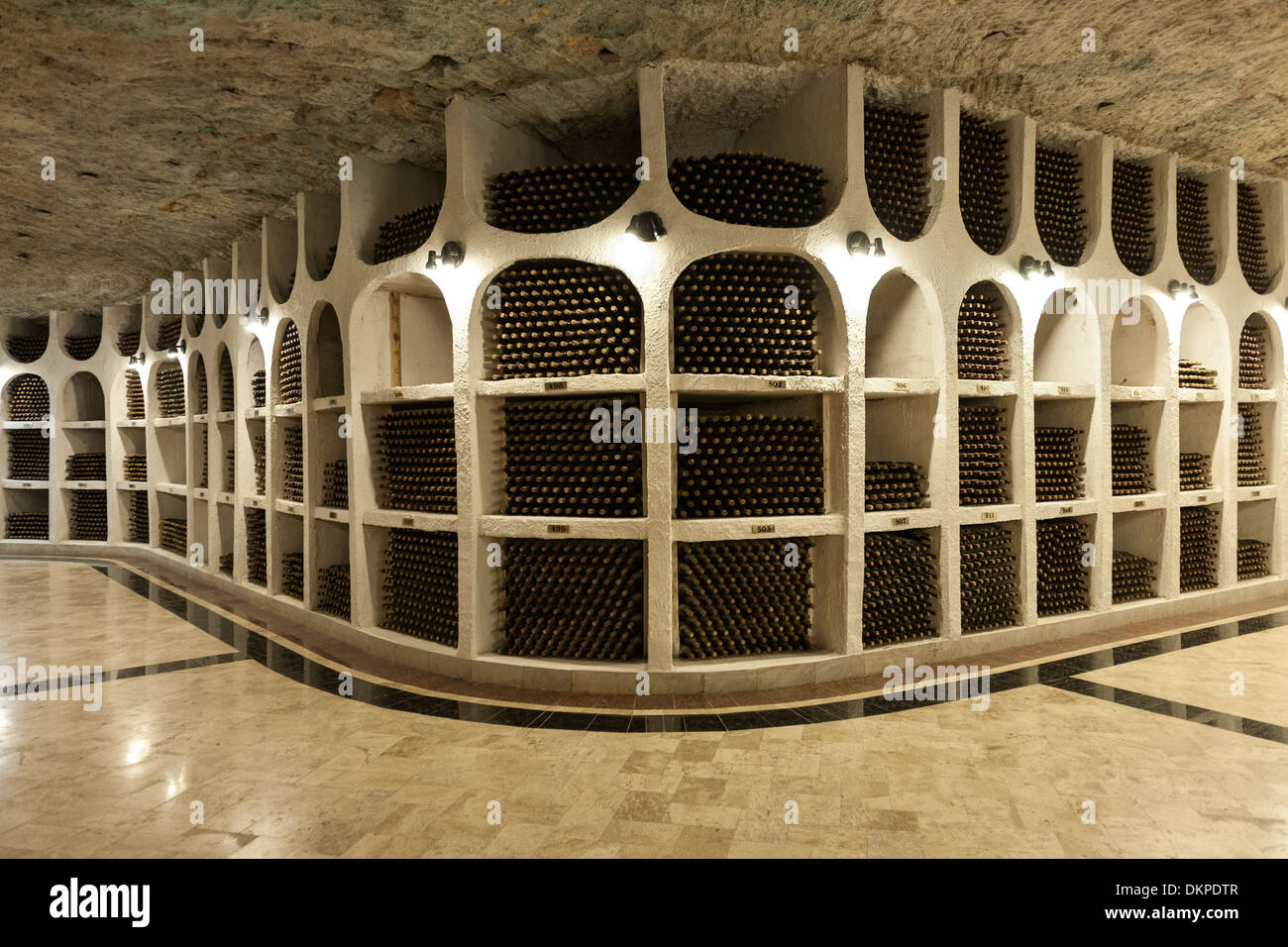 Interior of Cricova wine cellar near Chisinau, the capital of Moldova in Eastern Europe. Stock Photo
