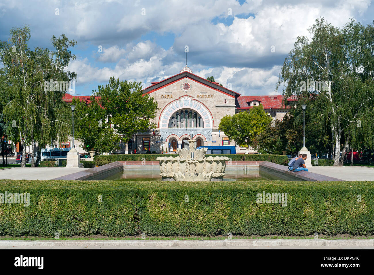 The train station in Chisinau, the capital of Moldova in Eastern Europe. Stock Photo