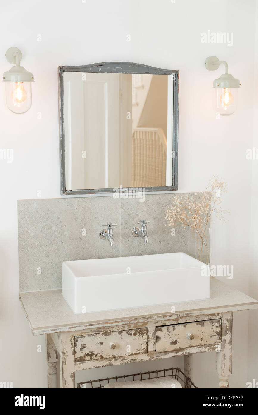 Sink and drawers in luxury bathroom Stock Photo Alamy