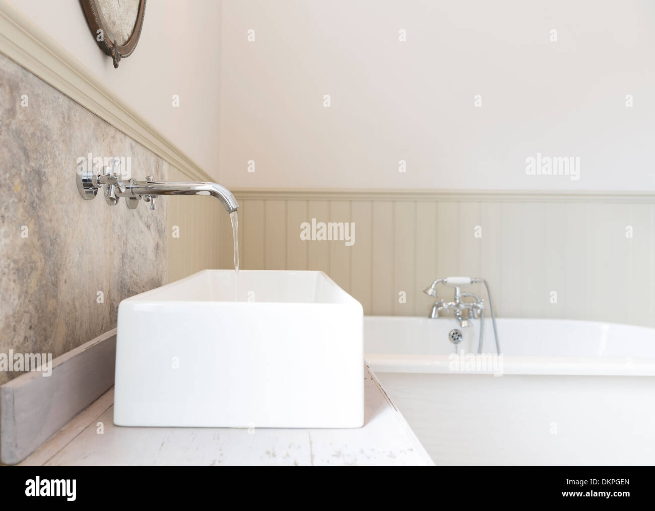 Sink and bathtub in luxury bathroom Stock Photo