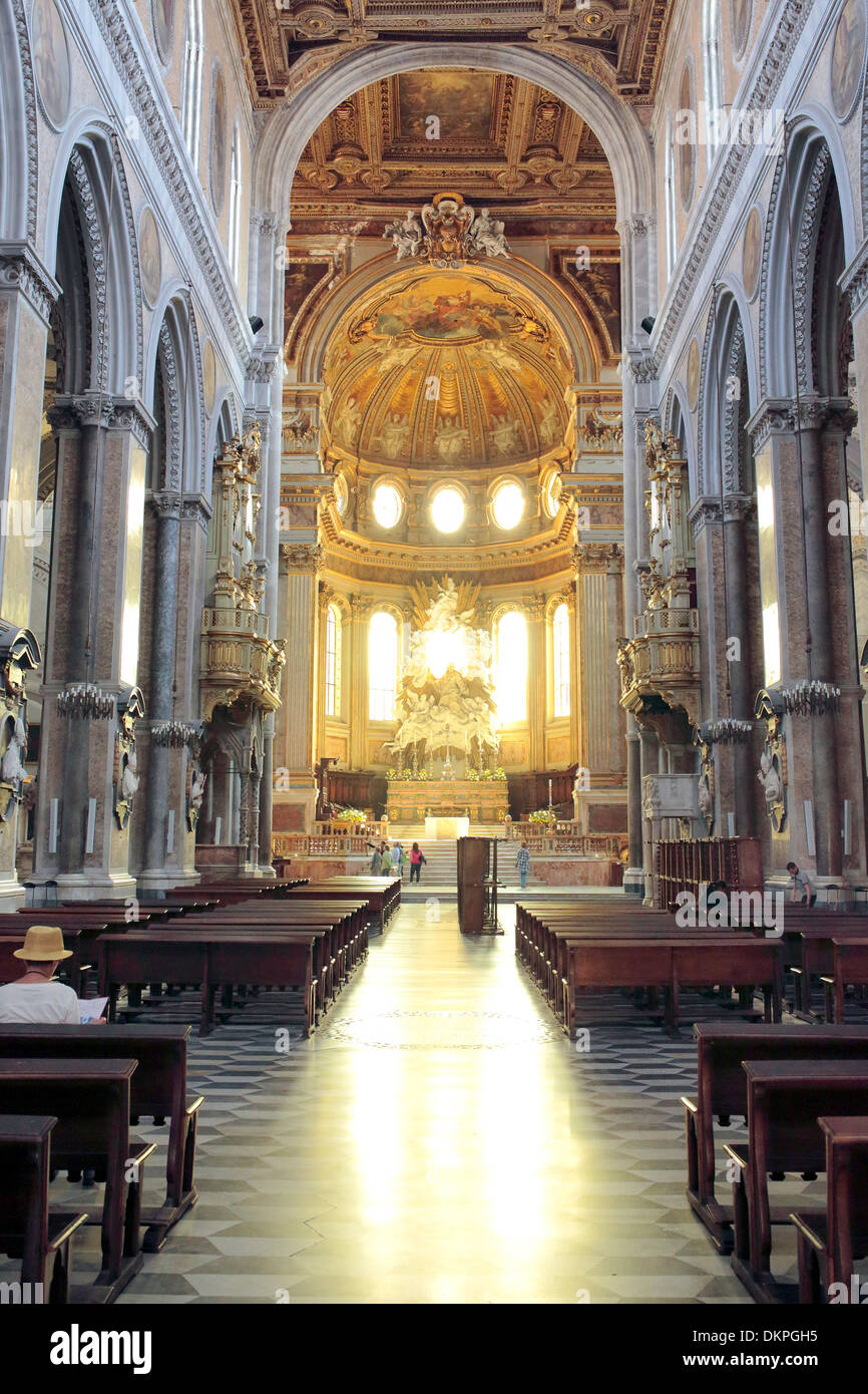 Nave of Naples Cathedral (Duomo), Naples, Campania, Italy Stock Photo