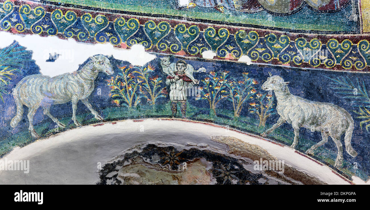 Early Christian mosaic (6th century), Baptistery of St. John, Naples Cathedral (Duomo), Naples, Campania, Italy Stock Photo