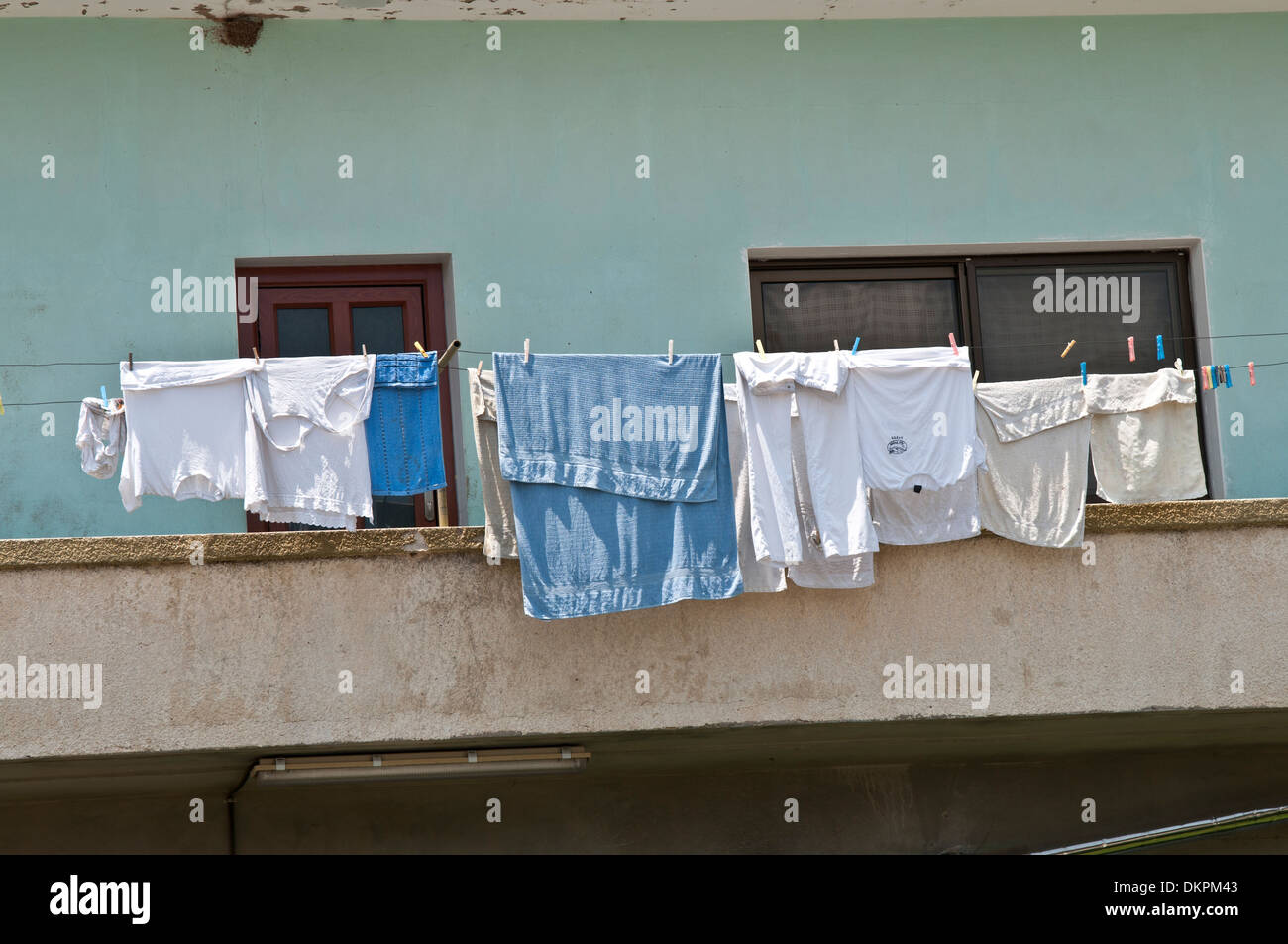 street scenes In Israel of Laundry hanging out to dry .Tel Aviv Stock