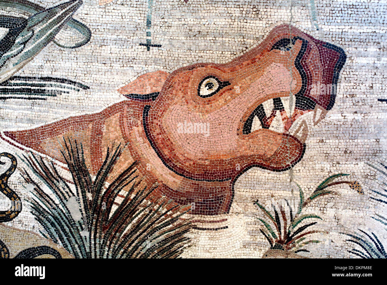 Nile river wildlife scene mosaic, from the House of the Faun, Pompeii (120 BC) Stock Photo