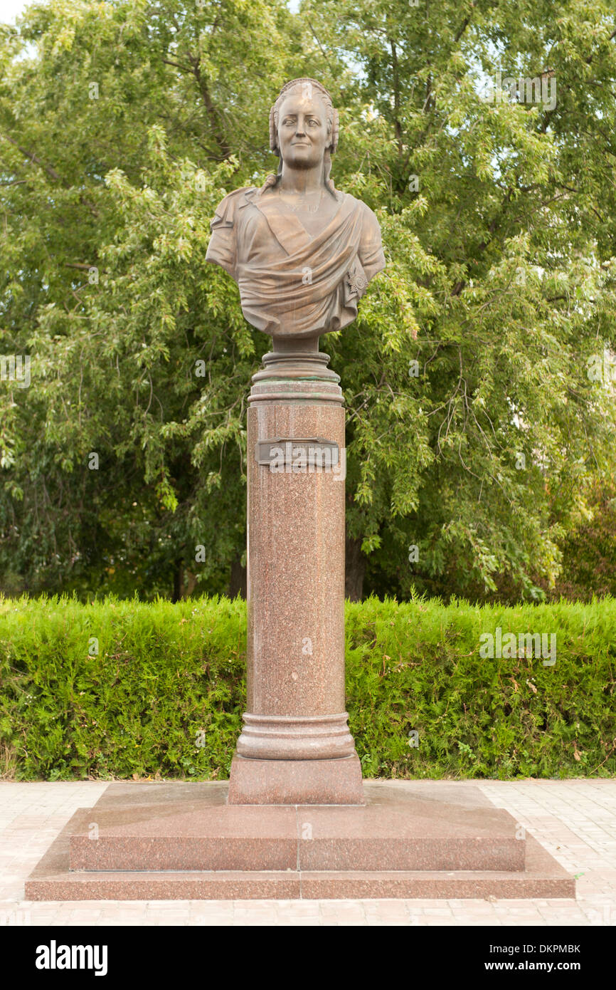 Sculpture of Russian Empress Catherine II in Tiraspol, capital of Transnistria. Stock Photo