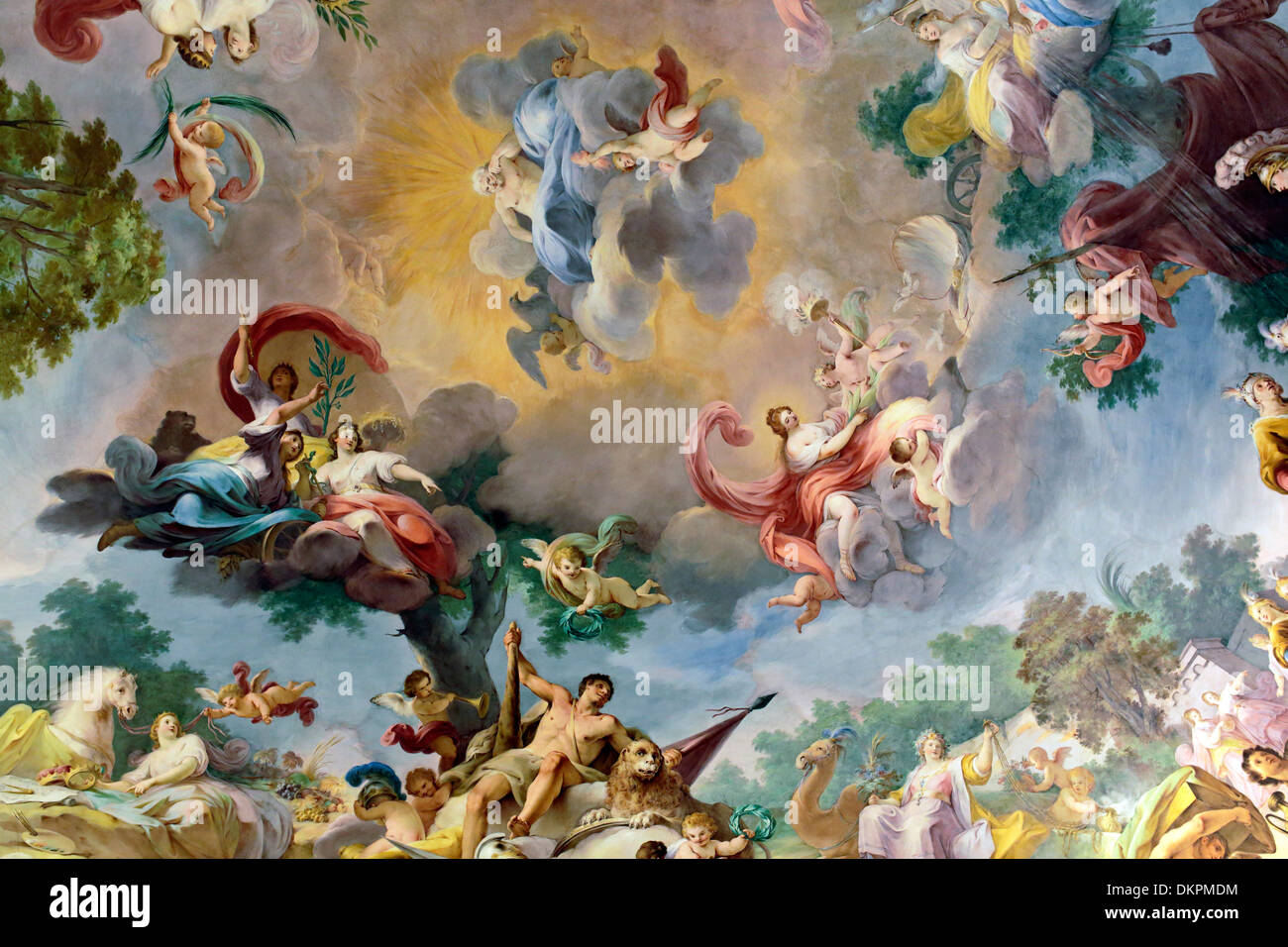 Ceiling painting, Royal Palace of Caserta, Campania, Italy Stock Photo