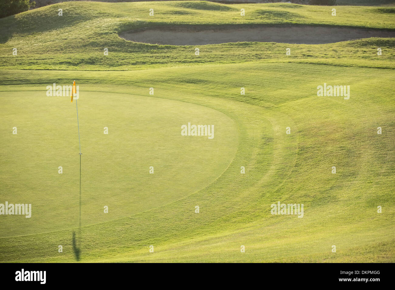 Flag in hole on golf course Stock Photo Alamy
