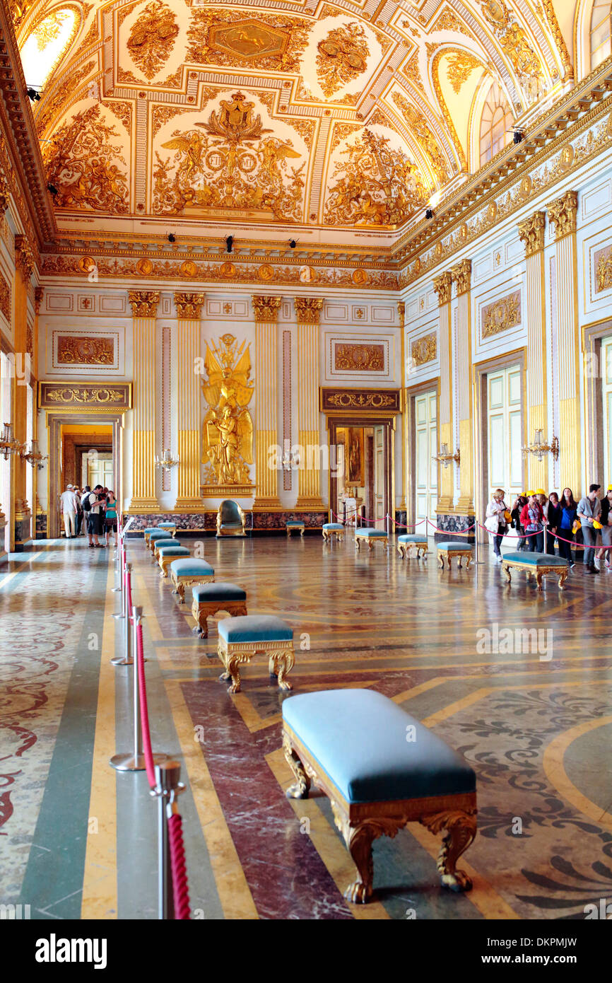 Throne hall, Royal Palace of Caserta, Campania, Italy Stock Photo