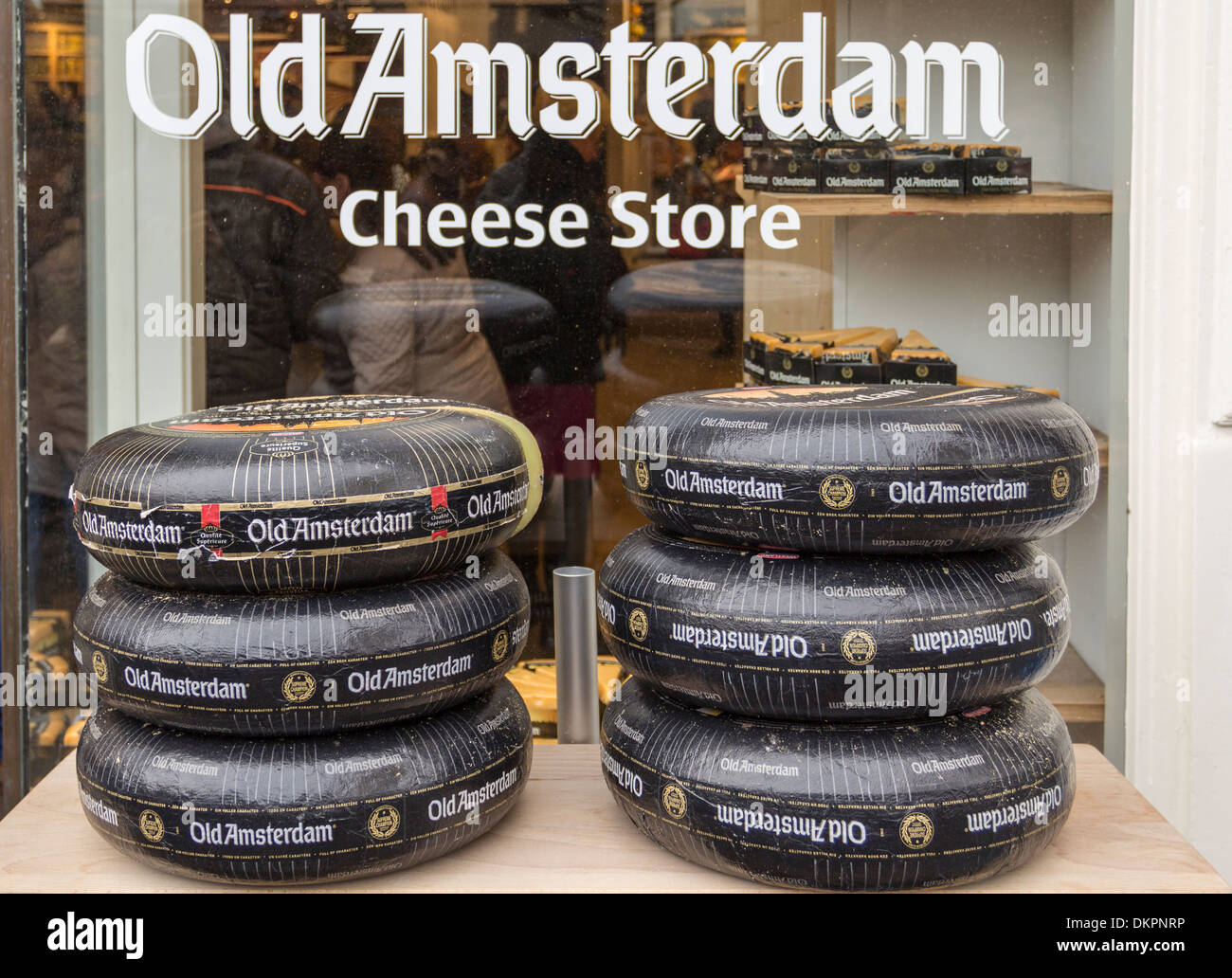 AMSTERDAM OLD AMSTERDAM CHEESE FOR SALE OUTSIDE A SHOP Stock Photo